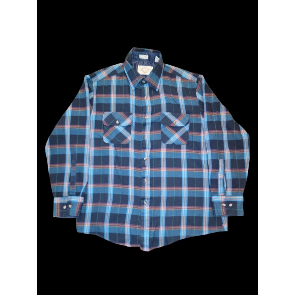 Northwest Territory Vintage Mens Flannel Green Blue Red Plaid Cabincore Gorpcore